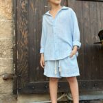 חליפת פשתן תכלת