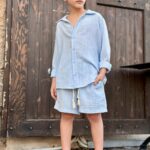 חליפת פשתן תכלת